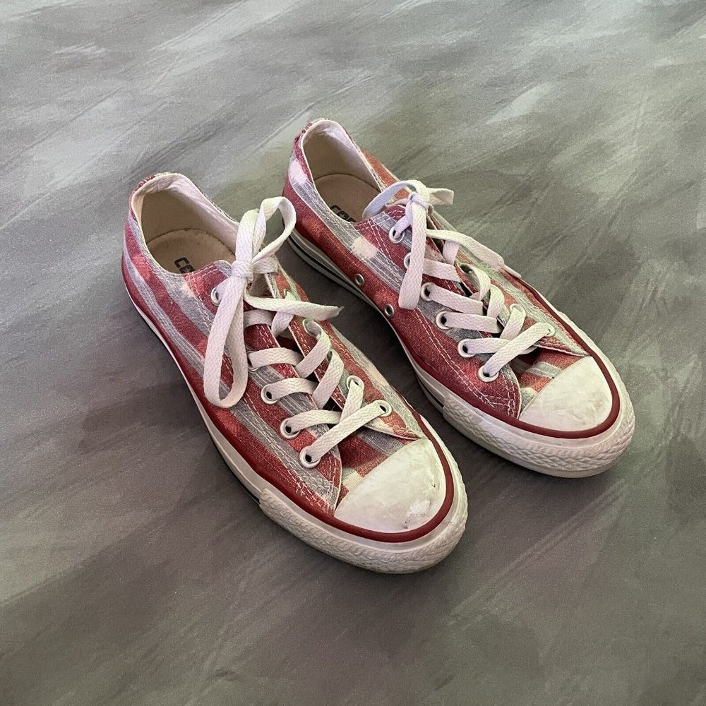 Women’s Converse Chuck Taylor All Star Stripes & Dots Sneakers 7.5 Red Gray